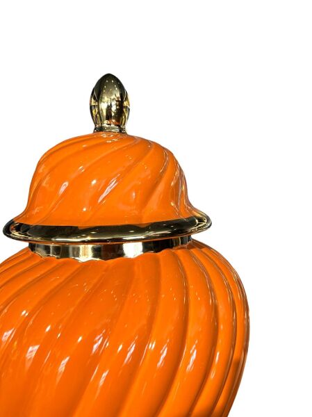 Büyük Gold Detaylı Lacivert Küp Turuncu