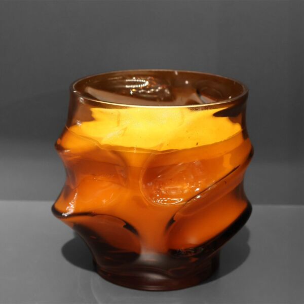Cam Dalga Desen Mum Amber Büyük