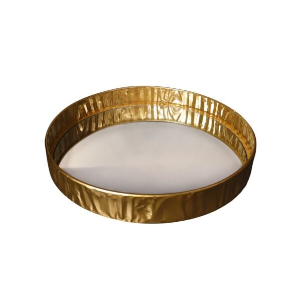 Gold Ağaç Desenli Yuvarlak Tepsi Büyük