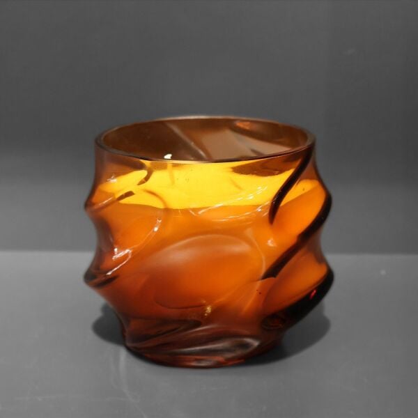 Cam Dalga Desen Mum Amber Küçük