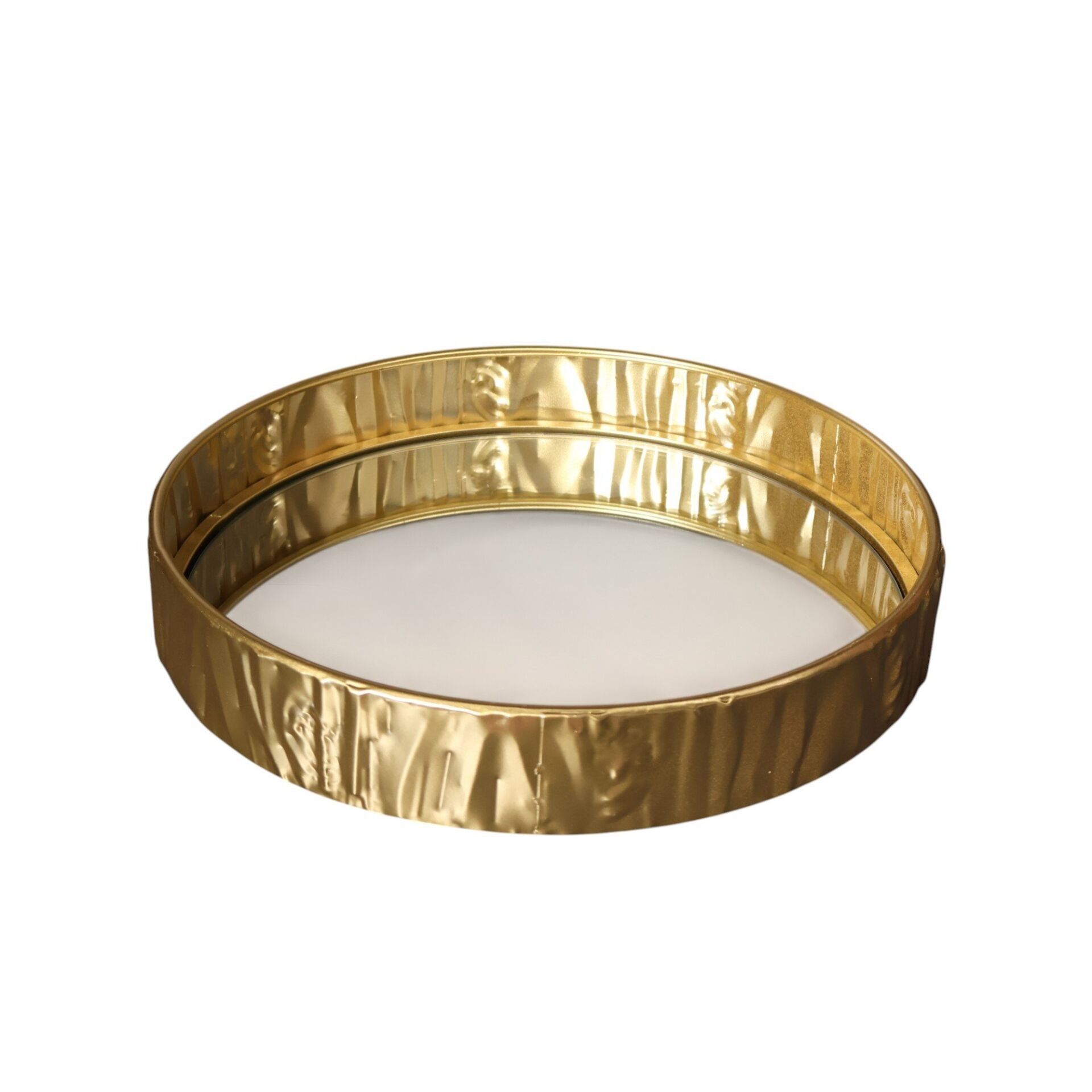 Gold Ağaç Desenli Yuvarlak Tepsi Küçük