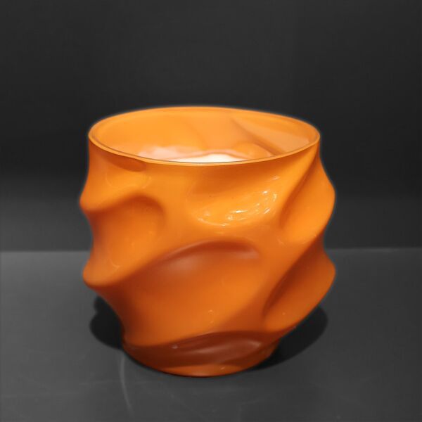 Cam Dalga Desen Mum Turuncu Büyük