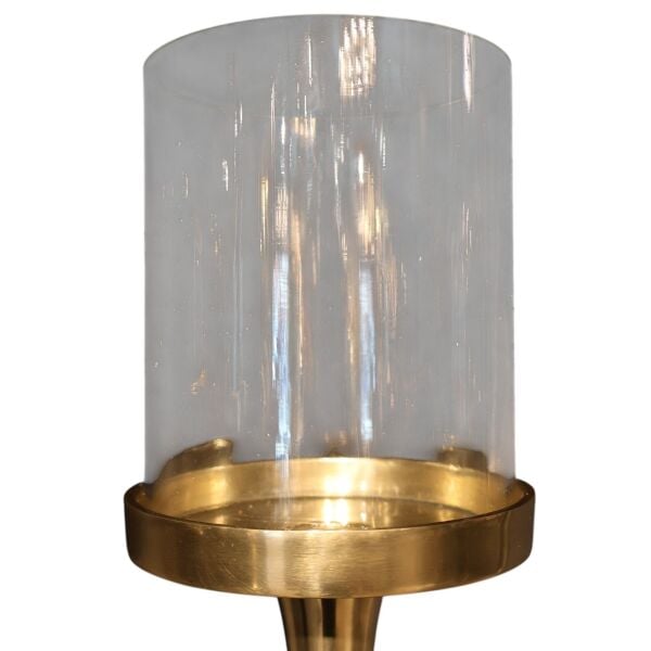 İkili Mermer Siyah Silindir Gold Şamdan