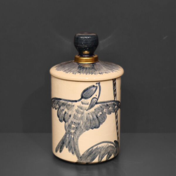 Kuş Desenli Silindir Mavi Küp