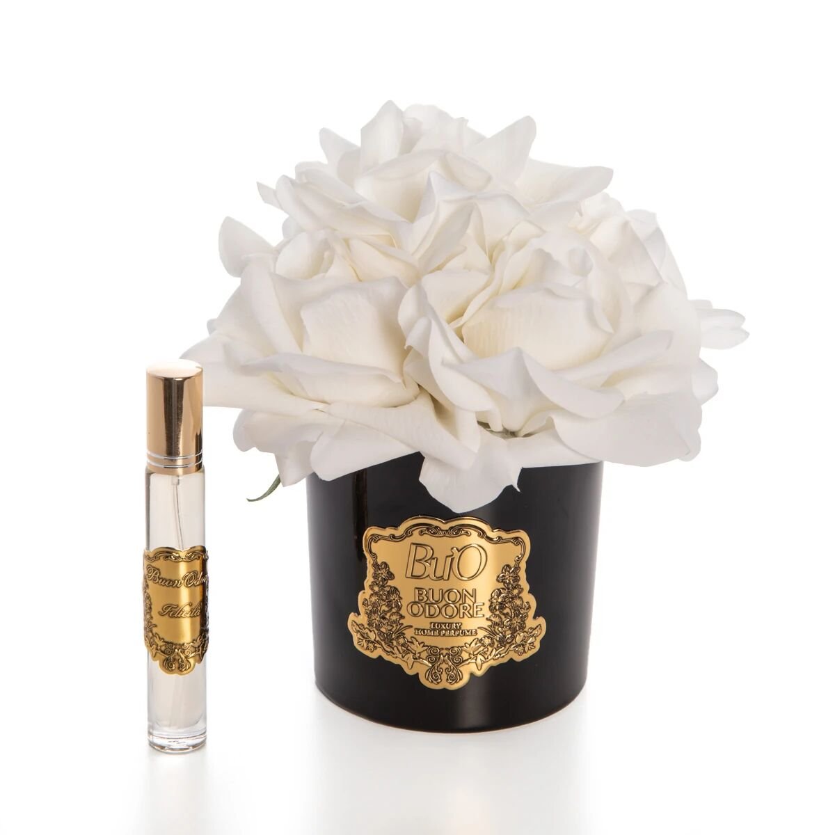 Siyah Cam Gold 5 Gül Mercan Luxury Home Perfume Beyaz