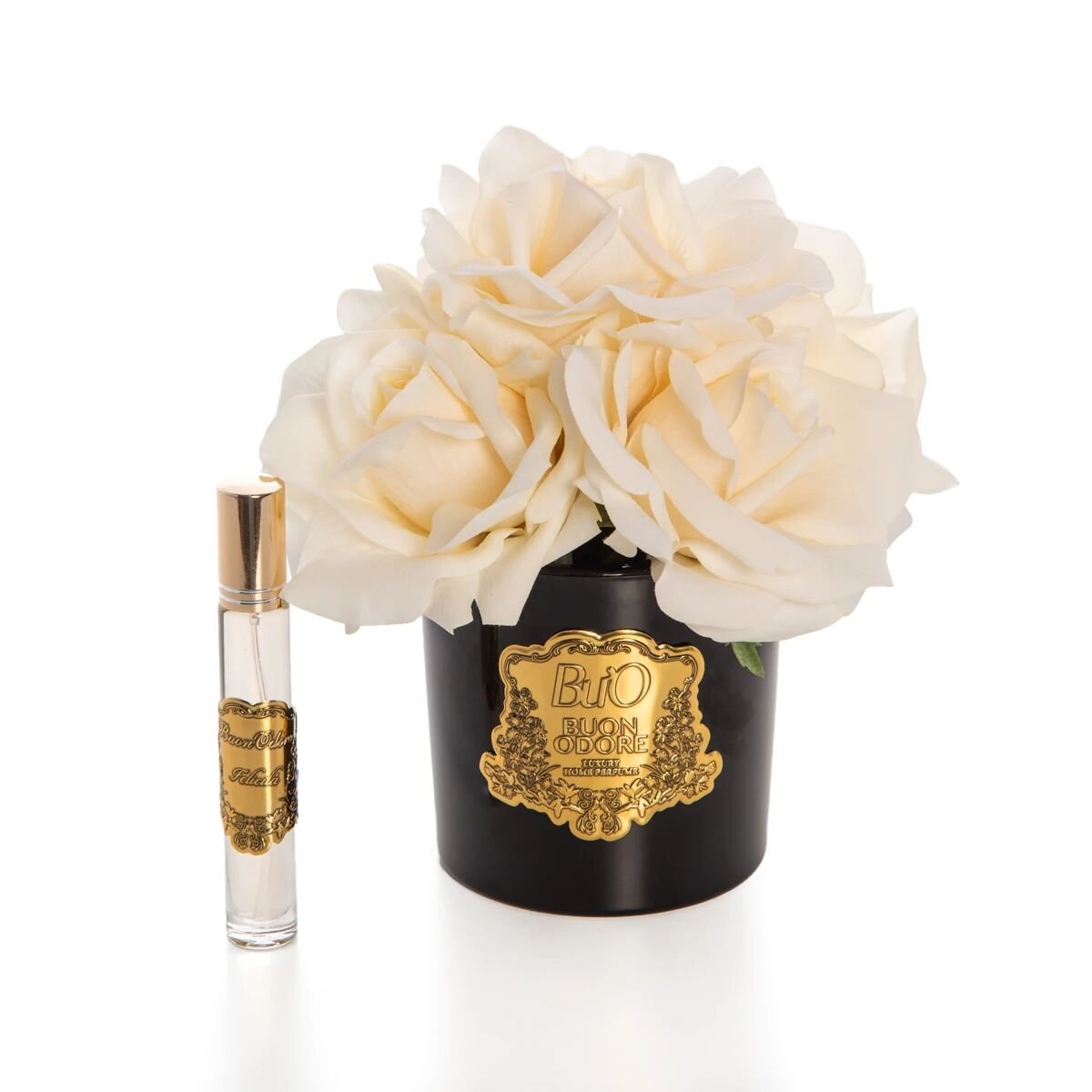 Siyah Cam Gold 5 Gül Mercan Luxury Home Perfume Krem
