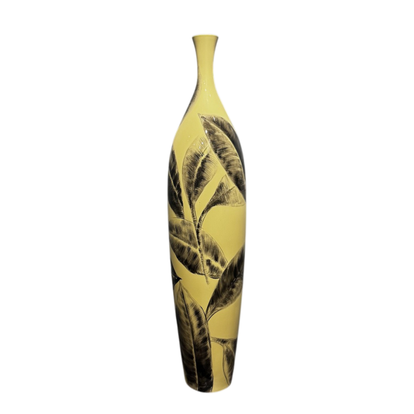 Yaprak Detaylı Seramik Vazo Küçük