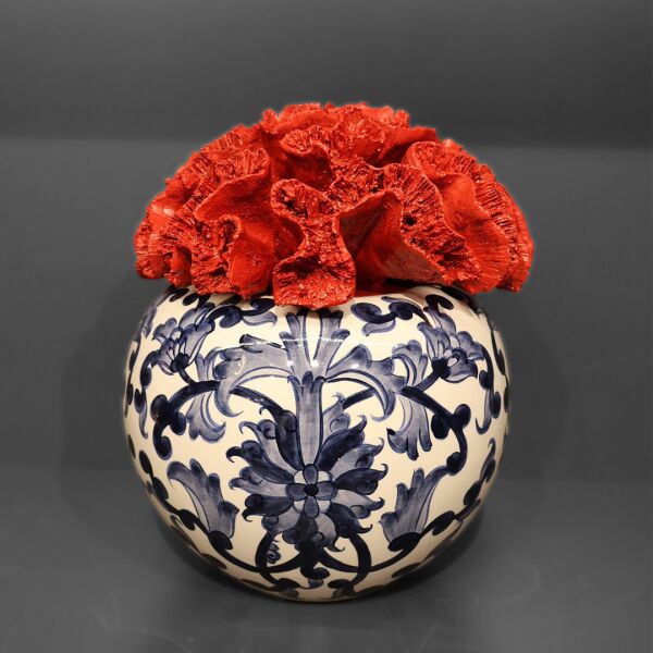 Kırmızı Mercan Kapak Blue Blanc Kaktüs Saksı