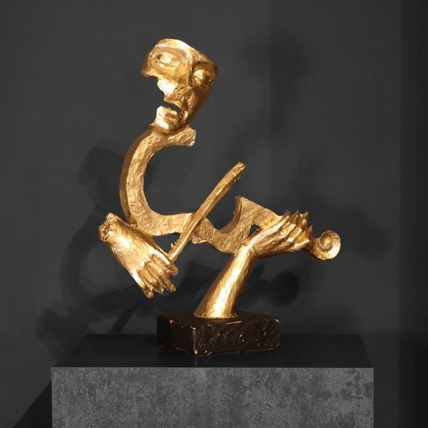 Keman Çalan Biblo Siyah Kaideli Gold