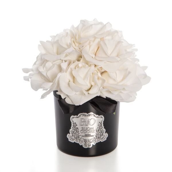 Siyah Cam Silver 14 Gül Allıklı Luxury Home Perfume Beyaz