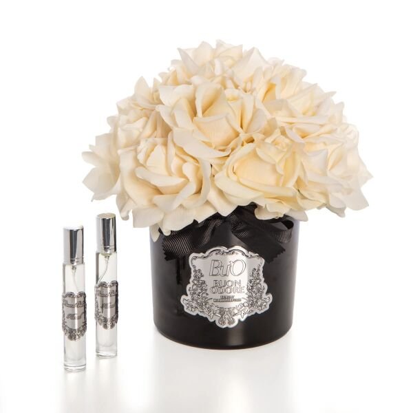 Siyah Cam Silver 14 Gül Allıklı Luxury Home Perfume Krem