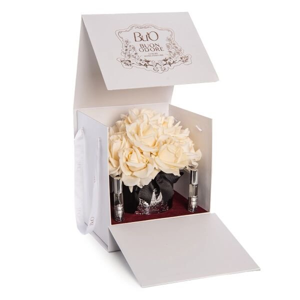 Siyah Cam Silver 14 Gül Allıklı Luxury Home Perfume Krem