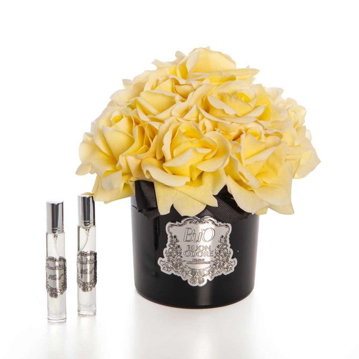 Siyah Cam Silver 14 Gül Allıklı Luxury Home Perfume Sarı