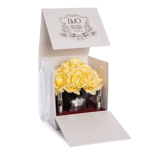 Siyah Cam Silver 14 Gül Allıklı Luxury Home Perfume Sarı