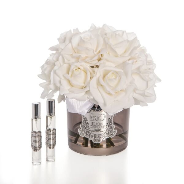 Füme Cam Silver 14 Gül Bordo  Luxury Home Perfume Beyaz