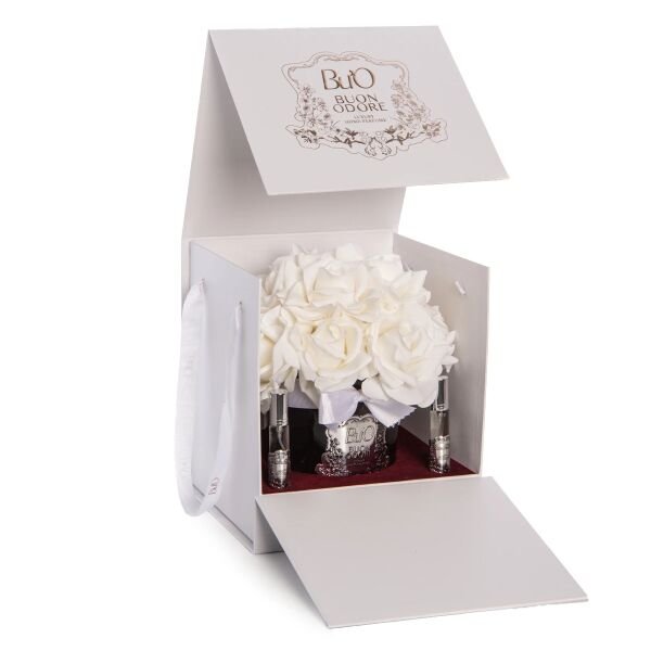 Füme Cam Silver 14 Gül Bordo  Luxury Home Perfume Beyaz