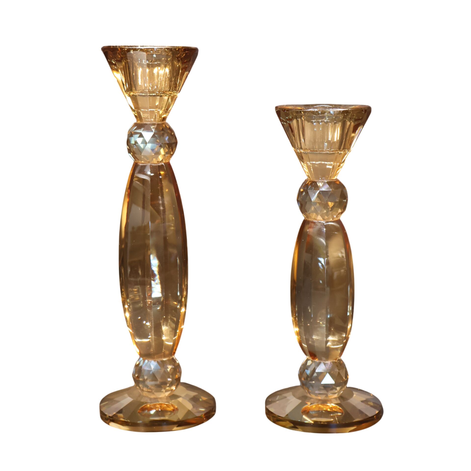 İkili Kristal İnce Oval Bal Mumluk