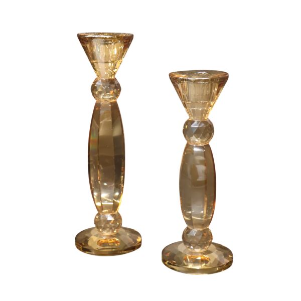 İkili Kristal İnce Oval Bal Mumluk