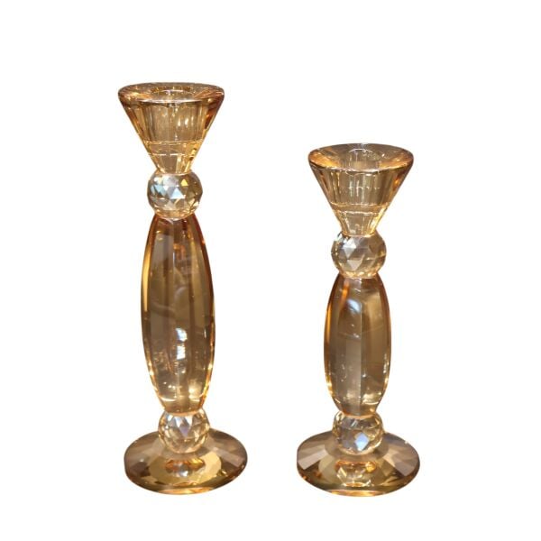 İkili Kristal İnce Oval Bal Mumluk