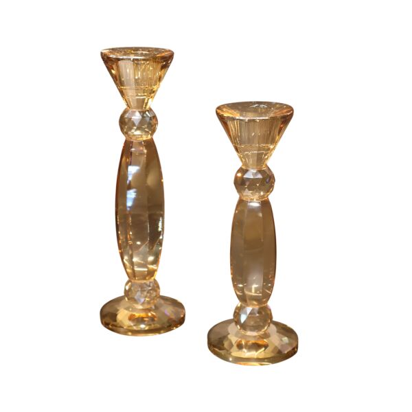 İkili Kristal İnce Oval Bal Mumluk