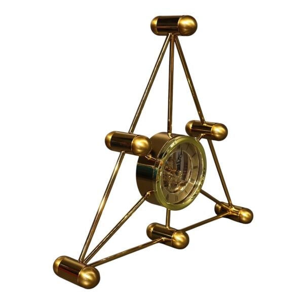 Üçgen Çarklı Gold Masa Saati