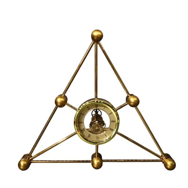Üçgen Çarklı Gold Masa Saati