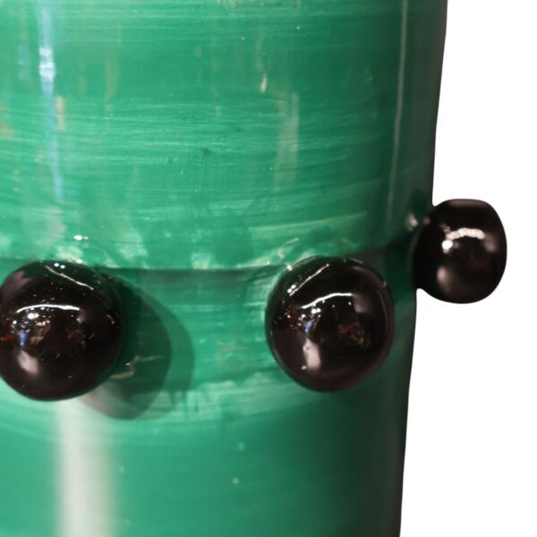 Yeşil Ortası Siyah Boncuklu Vazo Küçük