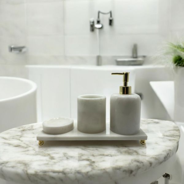 Mermer Banyo Seti Beyaz