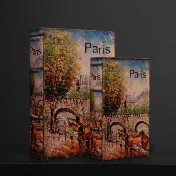 Paris İkili Ahşap Kitap Kutu Seti