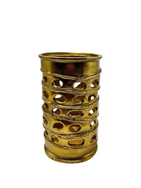 Pipe Delikli Küçük Vazo Gold