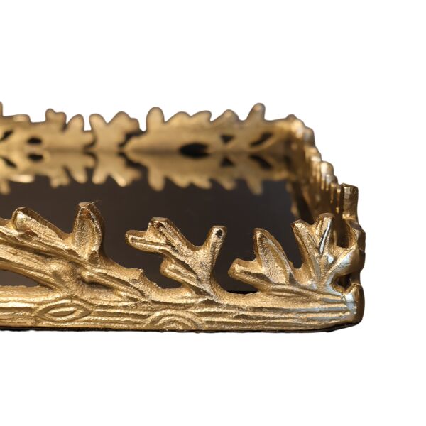Dallı Gold Eskitme D.Dörtgen Döküm Tepsi