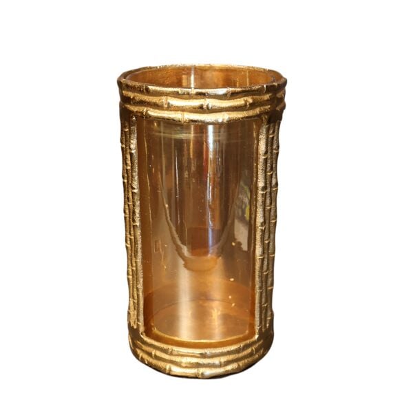 Bambu Desenli 2 'Li Gold Eskitme Şamdan Seti