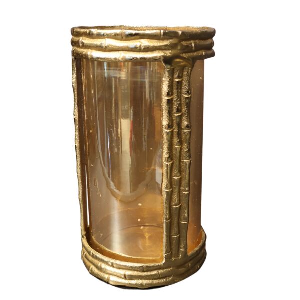Bambu Desenli 2 'Li Gold Eskitme Şamdan Seti