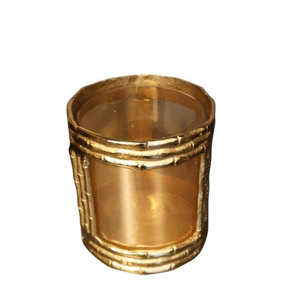 Bambu Desenli 2 'Li Gold Eskitme Şamdan Seti