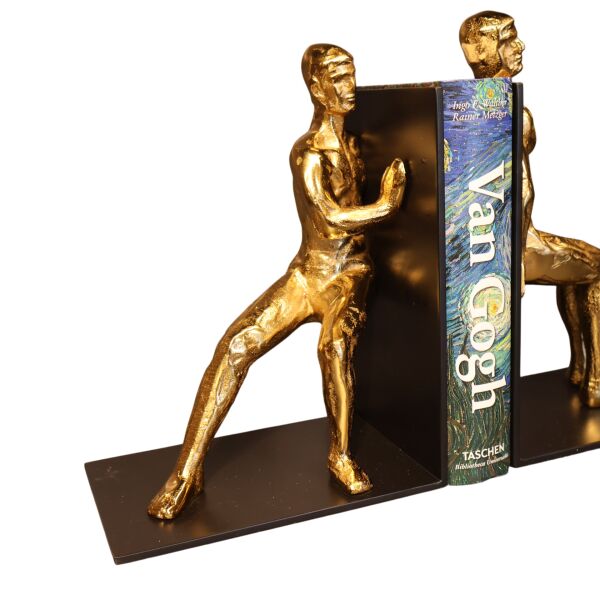 İkili Eskitme Gold Pirinç Adam 2'li Kitap Tutacağı