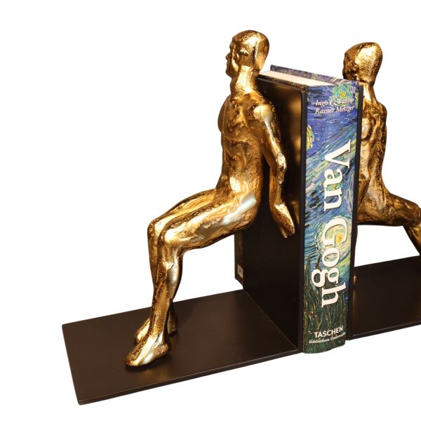 İkili Eskitme Gold Pirinç Adam 2'li Kitap Tutacağı
