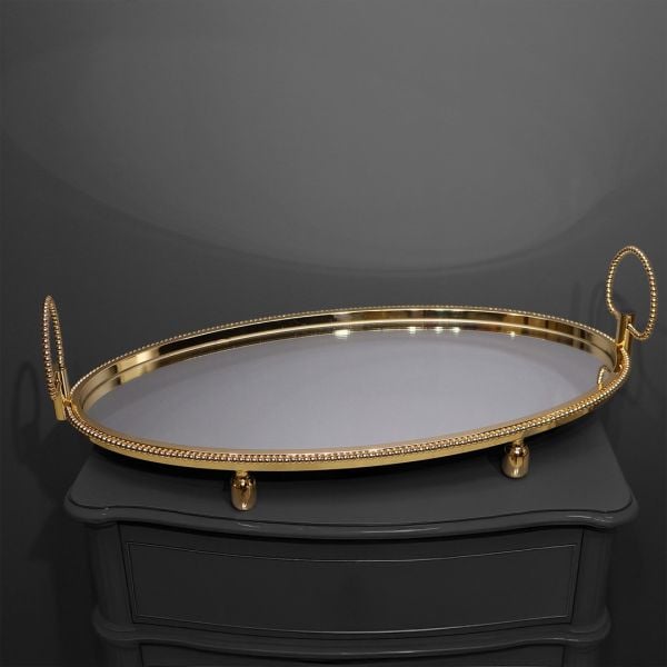 Oval Ayaklı Jardinyer Gold