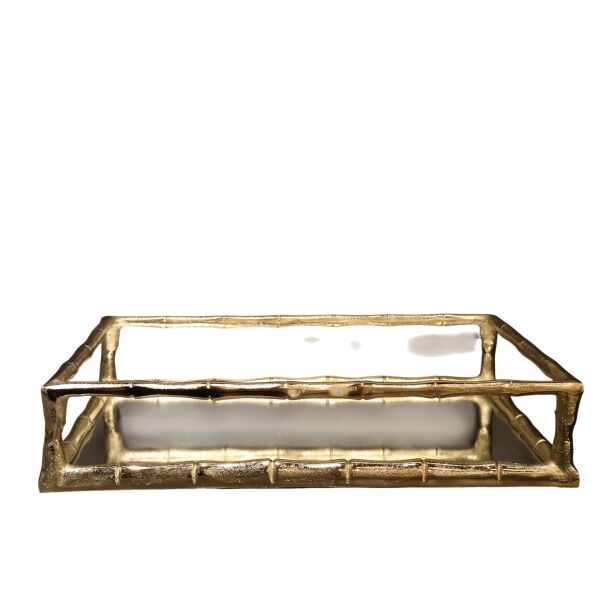 Dikdörtgen İki Katlı Bambu Tepsi