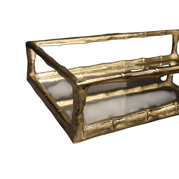 Dikdörtgen İki Katlı Bambu Tepsi