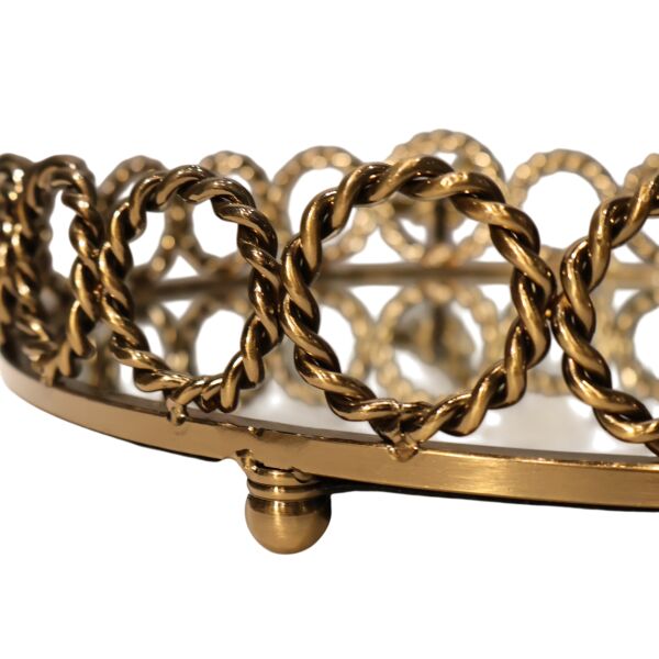 YUVARLAK PİRİNÇ ARI DETAYLI TEPSİ Gold