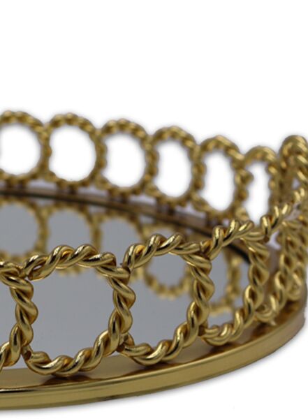 YUVARLAK PİRİNÇ ARI DETAYLI TEPSİ Gold