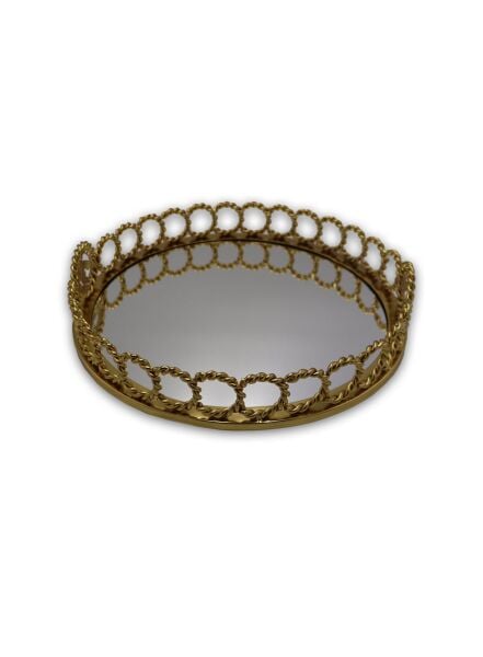 YUVARLAK PİRİNÇ ARI DETAYLI TEPSİ Gold