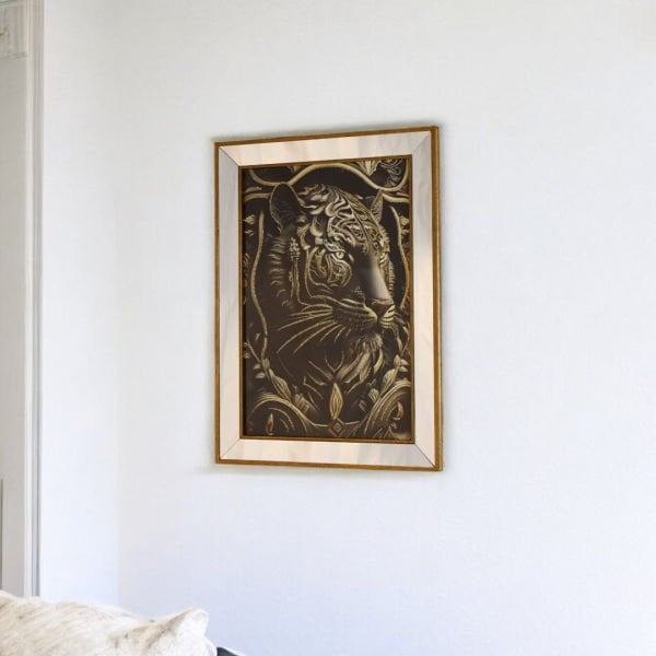 Ayna Çerçeveli Altın Kaplan Tablo 50x70 CM