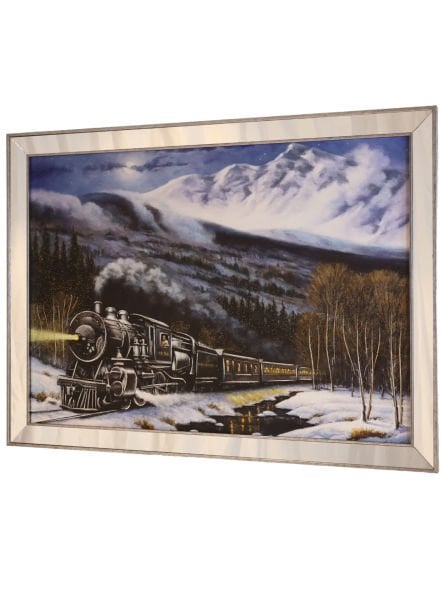 Ayna Çerçeveli Kara Tren Gümüş Tablo 80x110
