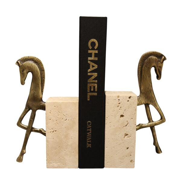 Travertan Truva Kitap Tutucu Eskitme