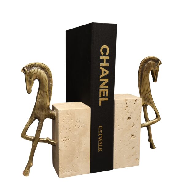 Travertan Truva Kitap Tutucu Eskitme