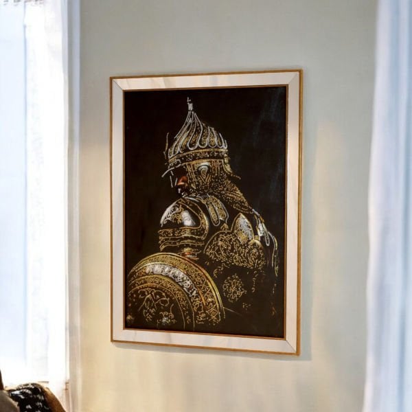 Ayna Çerçeveli Gold Zırhlı Savaşçı 80x110 CM
