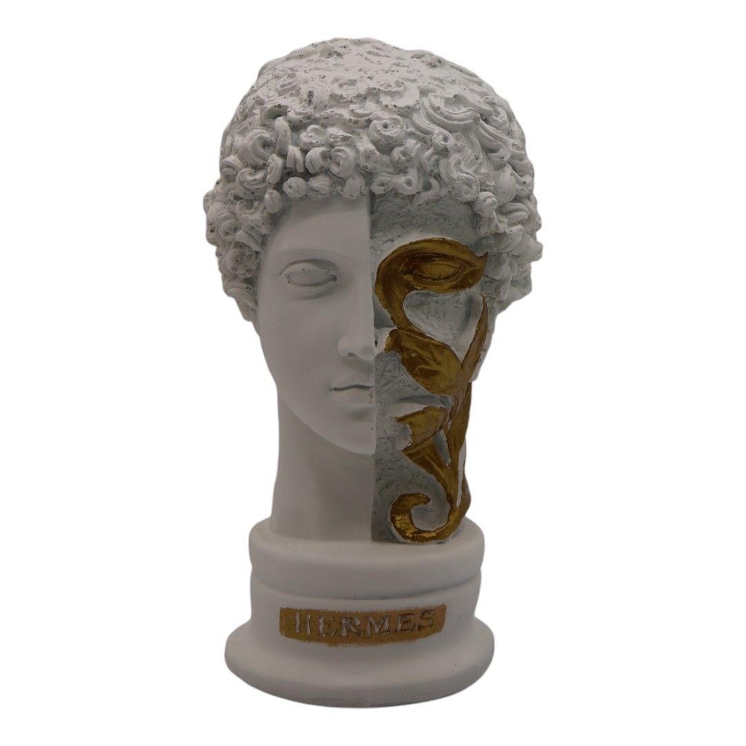 Çiçekli Gold Hermes Büst SİYAH GOLD Beyaz