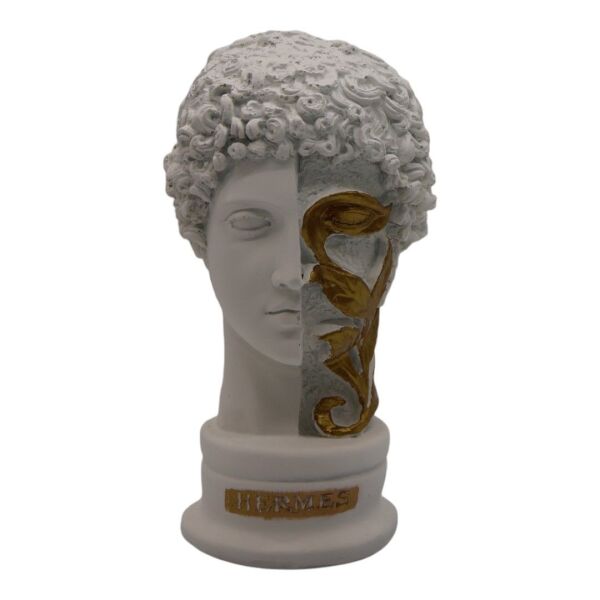 Çiçekli Gold Hermes Büst SİYAH GOLD Beyaz