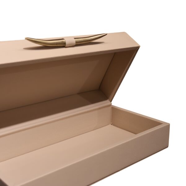 Fil Dişi Deri Kutu Krem Küçük